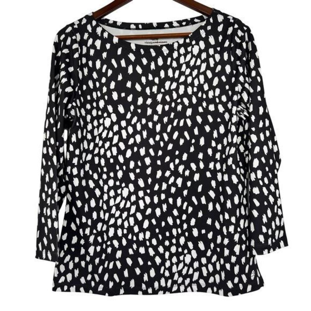 NEW Vineyard Vines Printed Sankaty Simple Boatneck Tee Black White UPF 50 medium